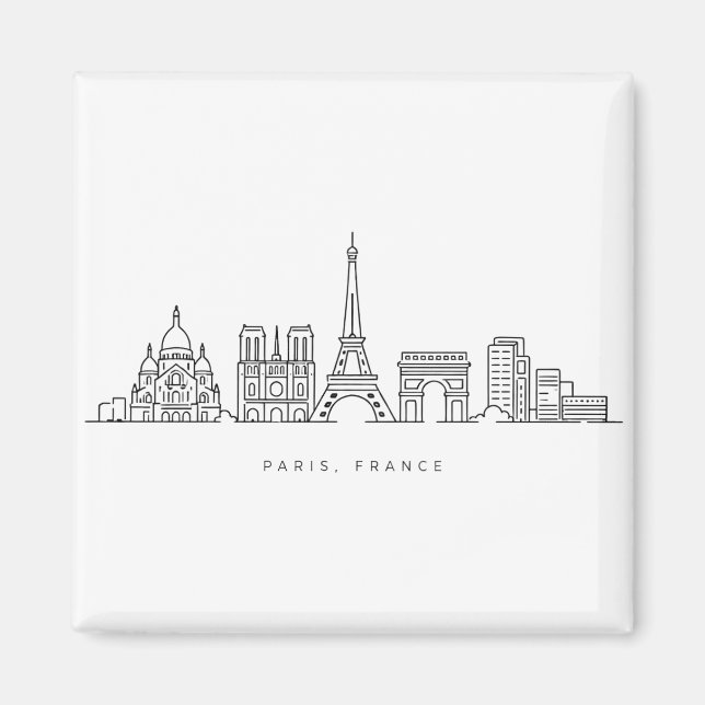 Aimant Minimalist Paris France Skyline Line Art (Devant)
