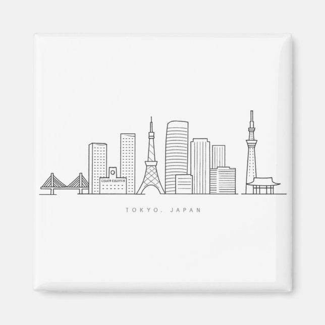 Aimant Minimalist Tokyo Skyline Illustration (Devant)