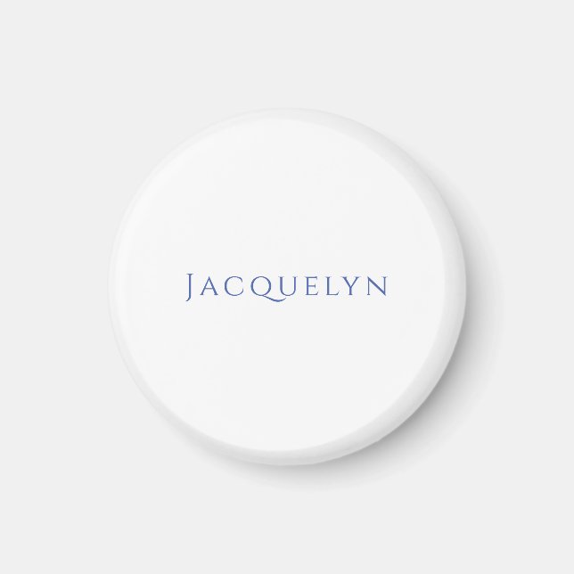 Aimant Minimalist White Blue Plain Elegant Modern Name (Devant)
