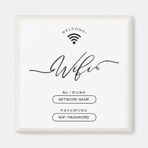 Aimant Minimaliste blanc et beige Zone Wifi simple