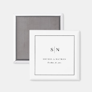 Aimant Minimaliste et Chic Mariage Blanc et Noir