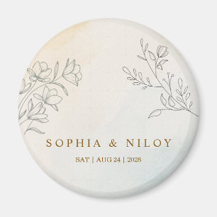 Aimant Minimaliste Moderne Mariage Classique Rond Ligne d