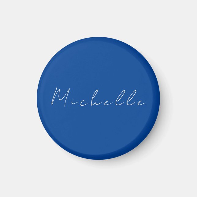 Aimant Minimaliste tendance moderne écrit à la main bleu (Devant)