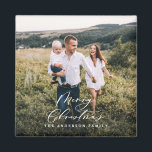 Aimant Minimum moderne 1 photo Noël élégant script<br><div class="desc">Vacances de Noël minimes et modernes.</div>