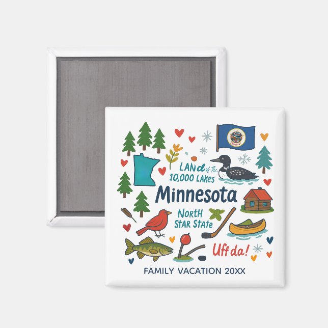 Aimant Minnesota Family Trip Keepsake Personalized (Recto/Verso)