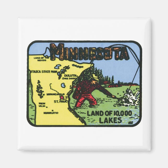 Aimant Minnesota MN Étiquette Vintage (Devant)