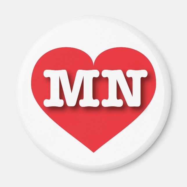 Aimant Minnesota Red Heart - J'aime MN (Devant)
