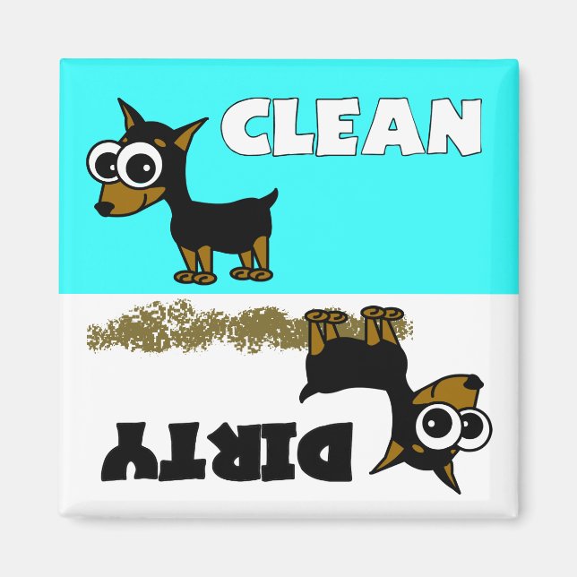 Aimant Minpin mignonne Nettoyer / Lave-vaisselle sale Mag (Devant)