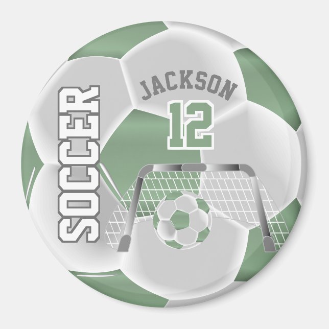 Aimant Mint Green and White Personalize Soccer Ball (Devant)