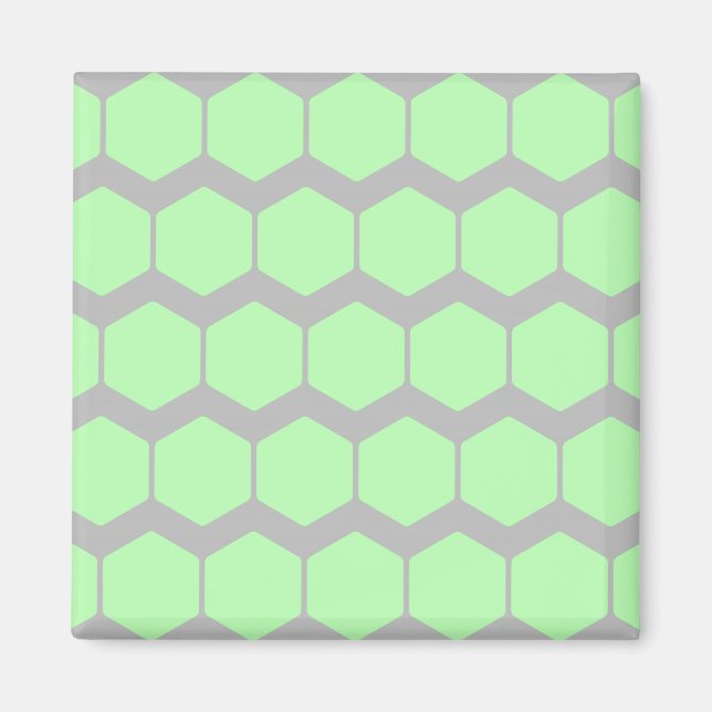 Aimant Mint Green et Grey, Retro Motif géométrique. (Devant)