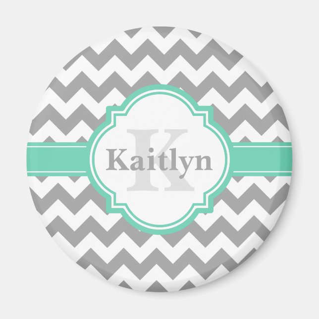 Aimant Mint Grey Chevron Motif & Quatrefoil marocain (Devant)