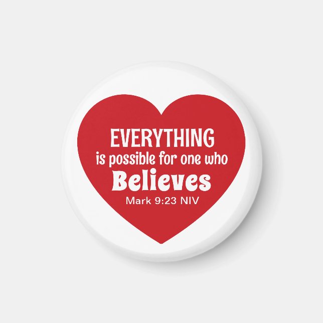 Aimant Miracle Bible Verse Red Heart Encouraging Believe (Devant)