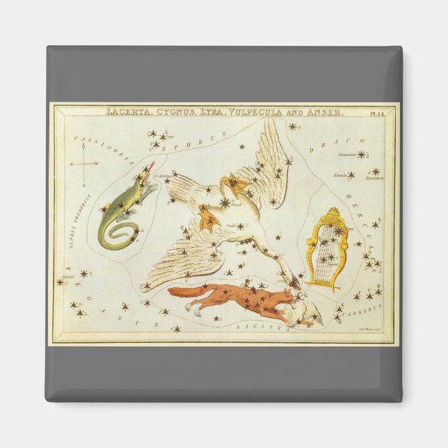 Aimant Miroir d'Urania, Carte céleste d'astronomie vintag (Devant)