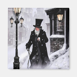 Aimant Misère Ebenezer Scrooge Snowy Victorian Street