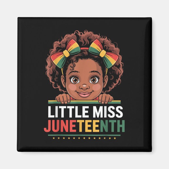 Aimant Miss Juneteenth Freedom Black American African Gir (Devant)