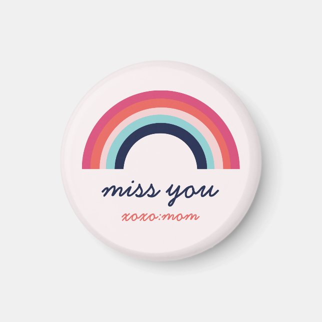 Aimant Miss You Rainbow en rose et bleu (Devant)