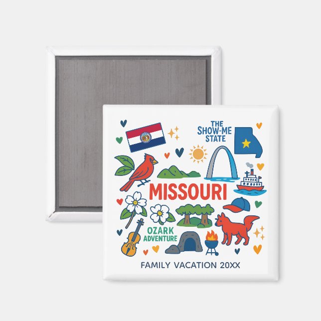 Aimant Missouri Family Trip Keepsake Personalized (Recto/Verso)
