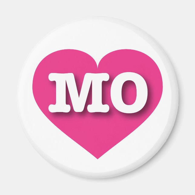 Aimant Missouri Hot Pink Heart - J'aime MO (Devant)