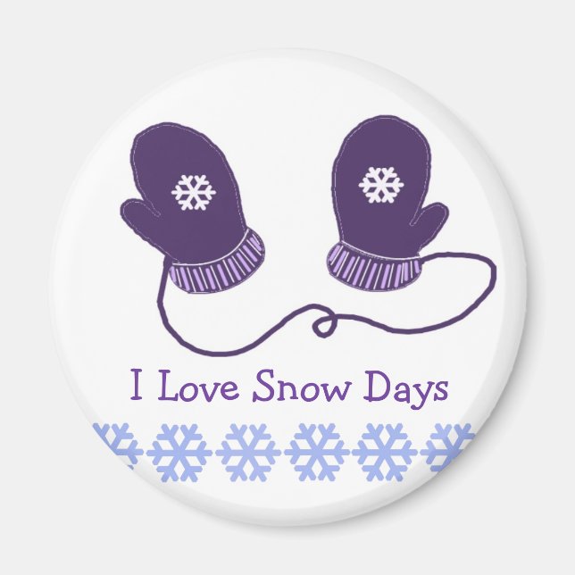 Aimant Mittens violettes avec neige disant (Devant)