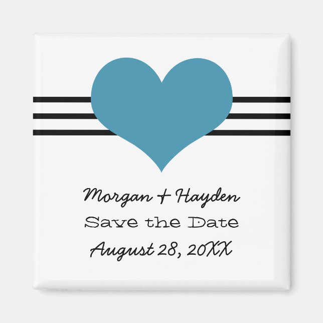 Aimant Mod Heart Enregistrer l'aimant de date, bleu (Devant)