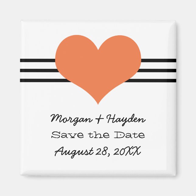 Aimant Mod Heart Enregistrer l'aimant de date, orange (Devant)