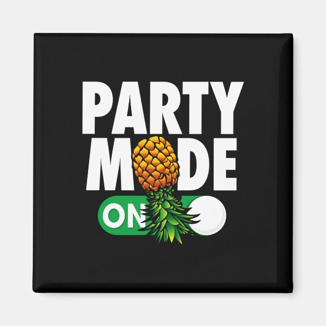 Aimant Mode fête hommes sur un ananas à l'envers drôle (Devant)