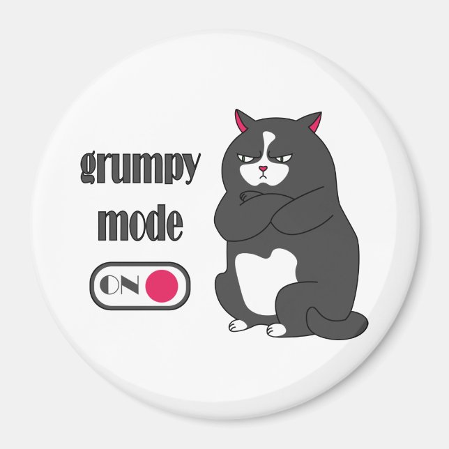 Aimant Mode grumeux sur drôle de gros chat (Devant)
