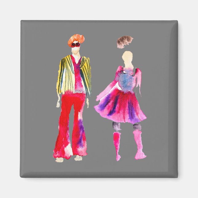 Aimant Mode illustration aquarelle boho (Devant)