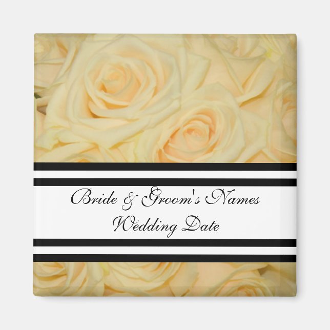 Aimant Modèle d'aimant de faveur de mariage Rose Jaune (Devant)