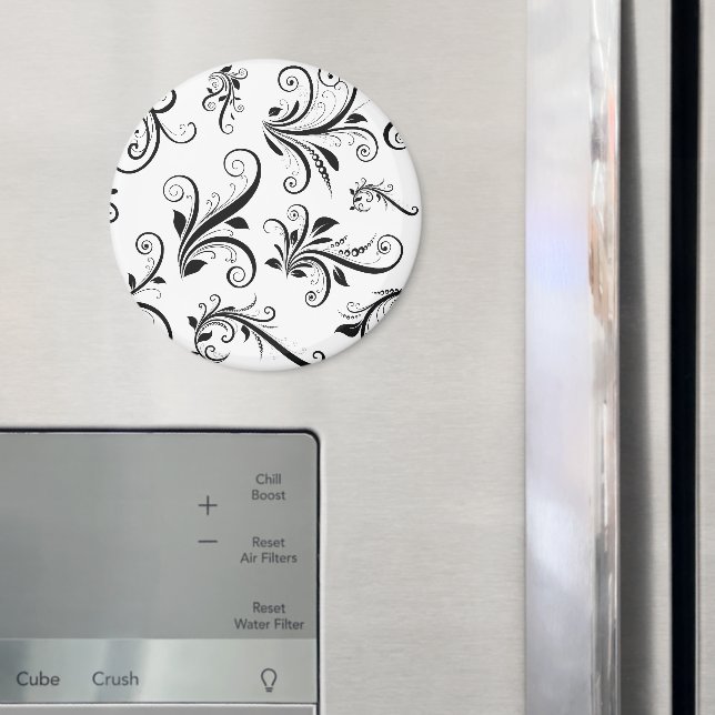 Aimant Modèle Damask, Damask français, noir et blanc (In situ (réfrigérateur))
