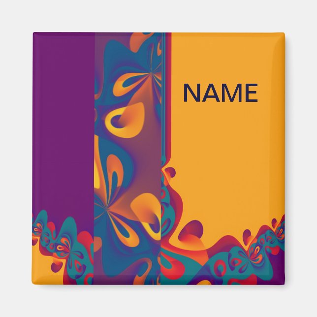 Aimant Modèle de conception graphique - violet orange + v (Devant)