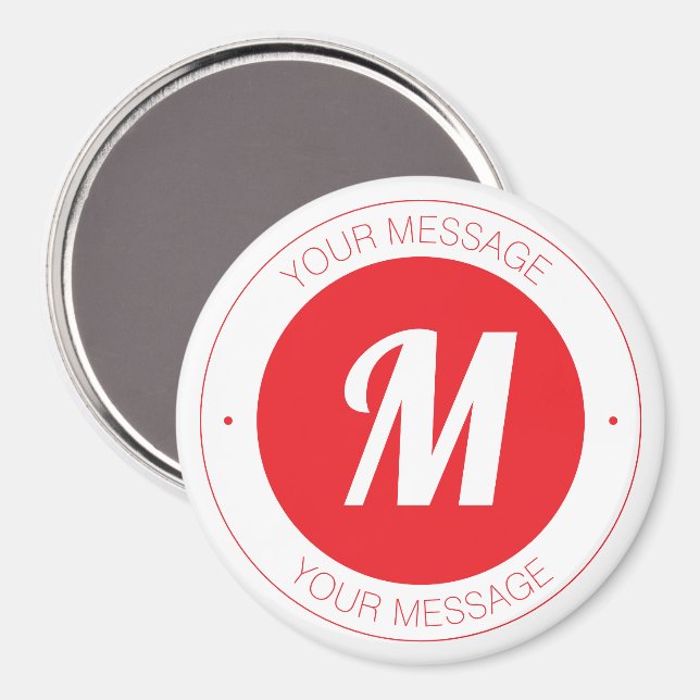 Aimant Modèle de monogramme personnalisable et de texte c (Recto/Verso)