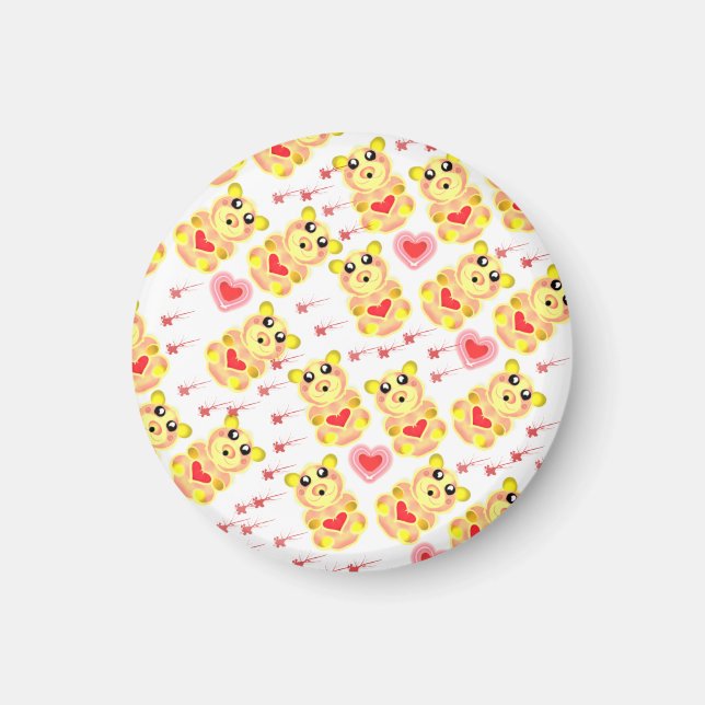 Aimant Modèle de nurserie Ourson Cœur Sucré (Devant)