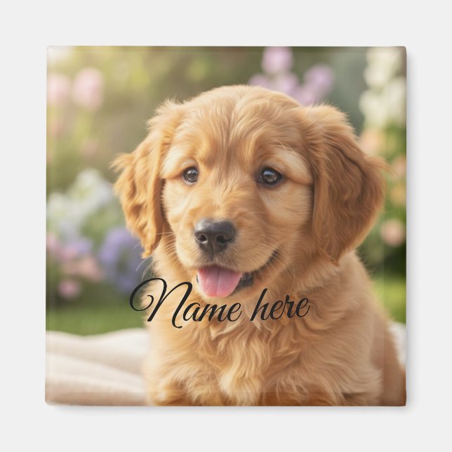 Aimant Modèle de photo de nom d'animal de compagnie simpl (Devant)