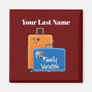 Aimant Modèle de vacances en famille, personnalisable
