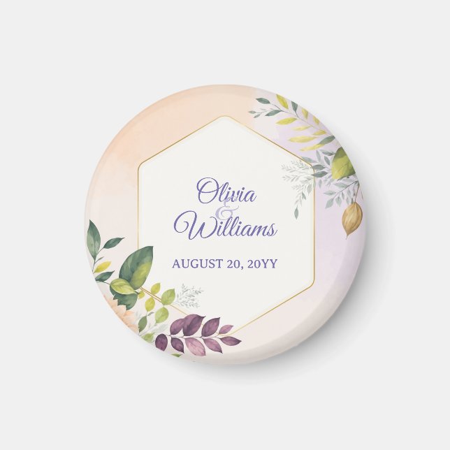 Aimant Modèle d'invitation de mariage floral élégant (Devant)
