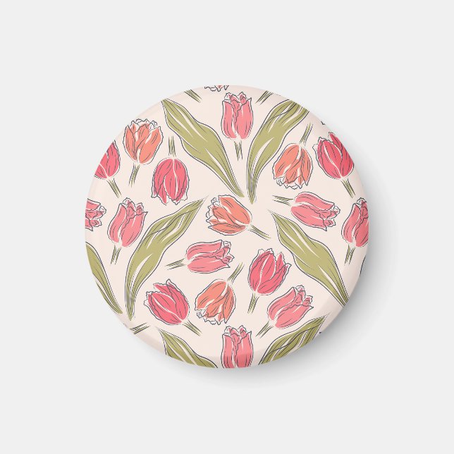 Aimant Modèle floral de tulipe sans joint - Botanique Vin (Devant)