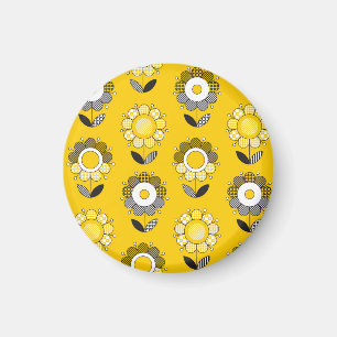 Aimant Modèle floral jaune simple