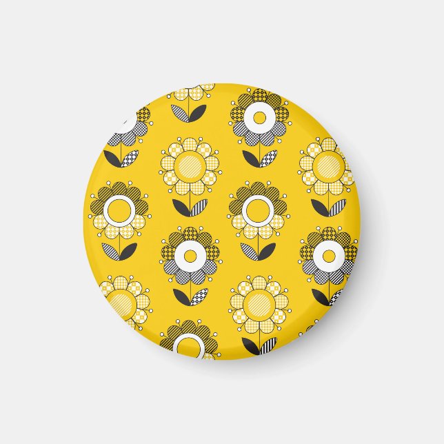 Aimant Modèle floral jaune simple (Devant)