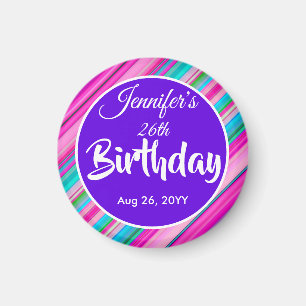 Aimant Modèle personnalisé d'anniversaire à motif rayures
