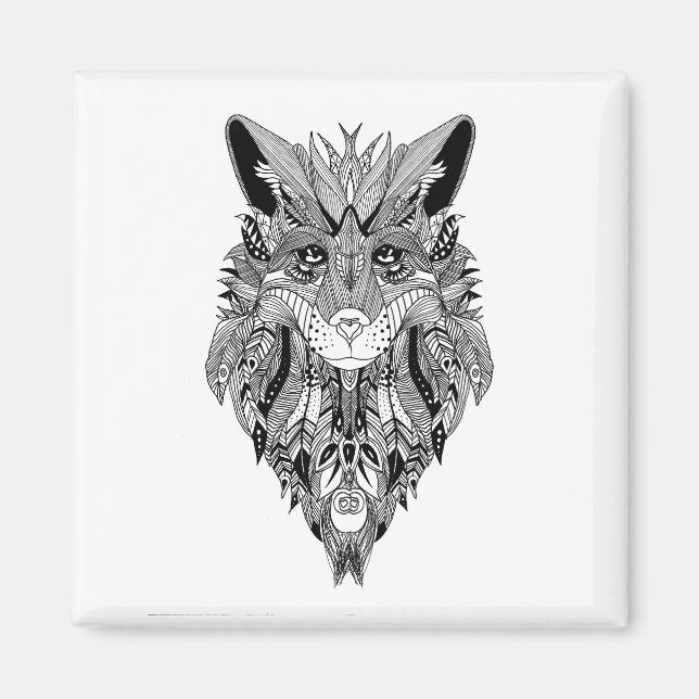 Aimant Modèle tribal Mandala illustré (Devant)