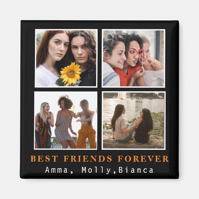 Aimant Modern Best Friends Forever Photo Collage | Bestie (Devant)