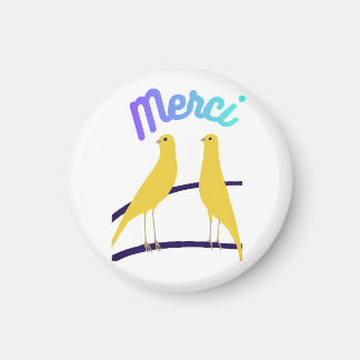 Aimant Modern Canary & "Merci" - Japandi Style Art