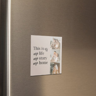 Aimant Modern Couple Family Photo & Family Quote Lovely