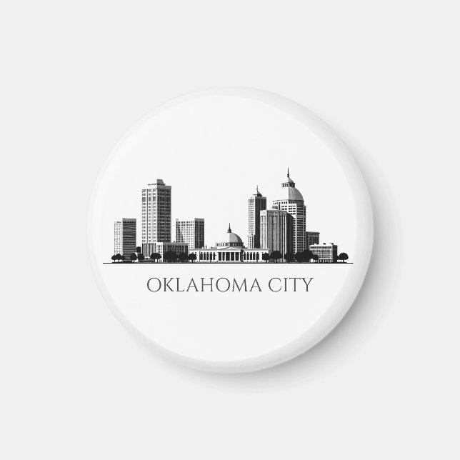 Aimant Modern Oklahoma City Stylized Skyline (Devant)