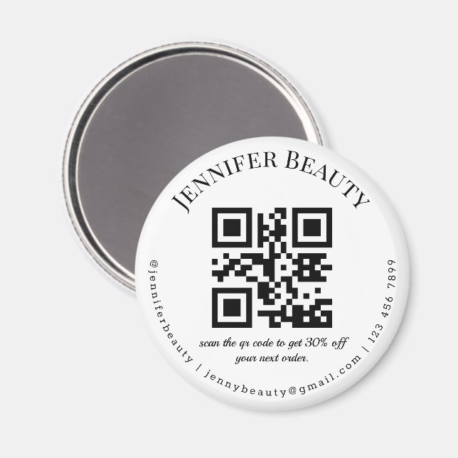 Aimant modern qr code small business beauty salon trendy (Recto/Verso)