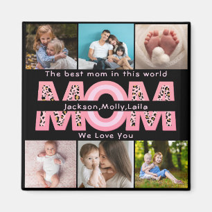 Aimant Modern Simple Custom 6 Photo Collage Fête des mère