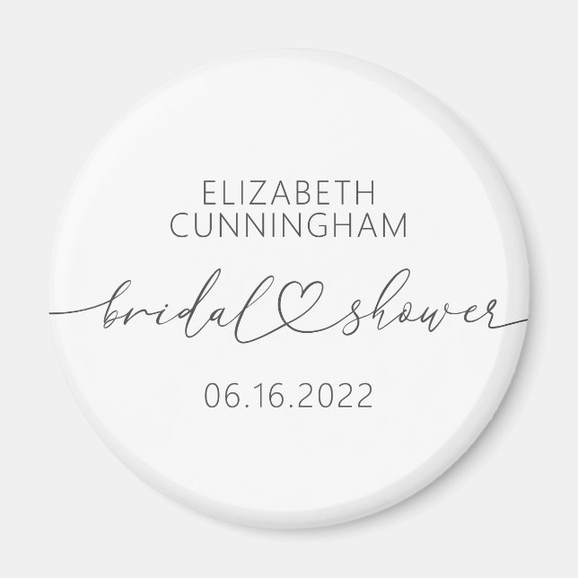 Aimant Modern Simple Elegant Minimal Heart Bridal Shower (Devant)