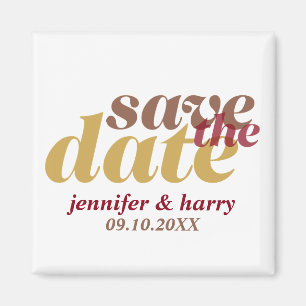 Aimant Modern type wedding save the date mocha tan brown