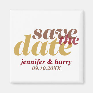 Aimant Modern type wedding save the date mocha tan brown